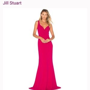 JILL JILL STUART raspberry pink floor length trumpet gown
